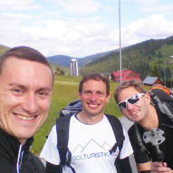 Téměř v cíli v Peci pod Sněžkou :)