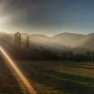 Východ slunce na cestě do Pamplony