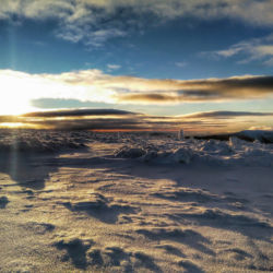 Pohled ze Stříbrného hřbetu na západ slunce.